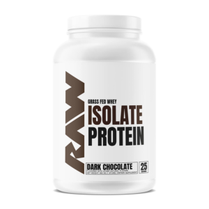 RAW 25g Grass Fed Whey Isolate Protein Powder, Dark Chocolate, 1.97 lbs.